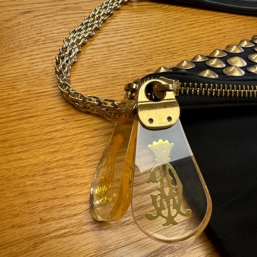 Christian Audigier Black and Gold Mini Bag with Studded Design - Picture 3 of 5